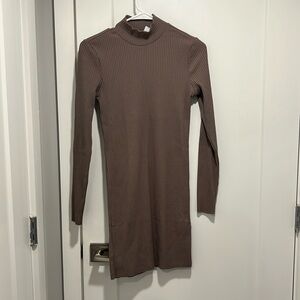 Fitted long sleeve turtleneck sweater dress